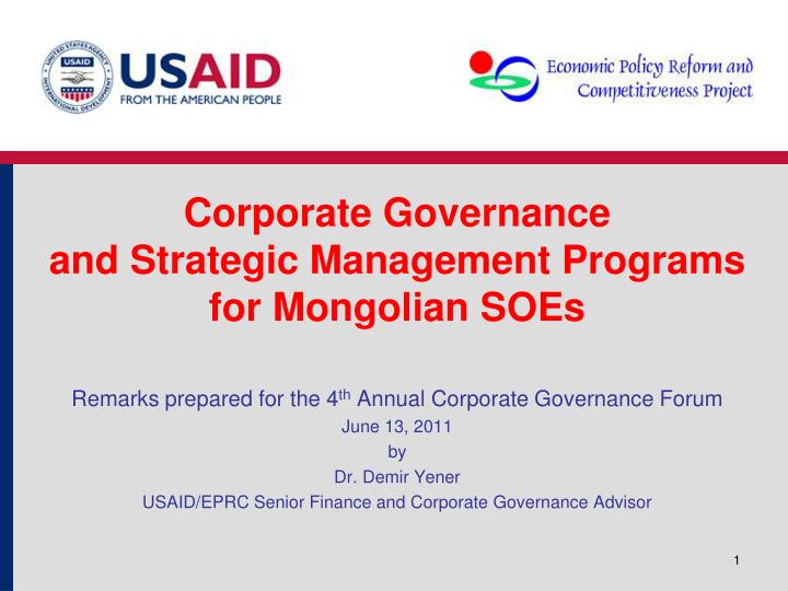 corporate governance and strategic management programs for mongolian soes