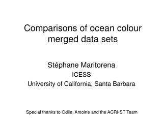 Comparisons of ocean colour merged data sets