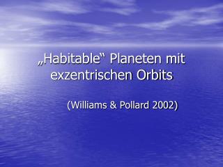 habitable planeten mit exzentrischen orbits