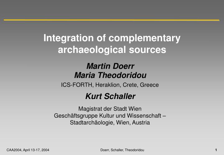 integration of complementary archaeological sources