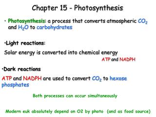 Chapter 15 - Photosynthesis