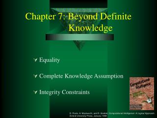 Chapter 7: Beyond Definite Knowledge