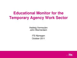 Educational Monitor for the Temporary Agency Work Sector