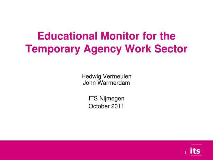 educational monitor for the temporary agency work sector