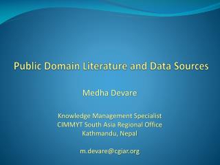Public Domain Literature and Data Sources