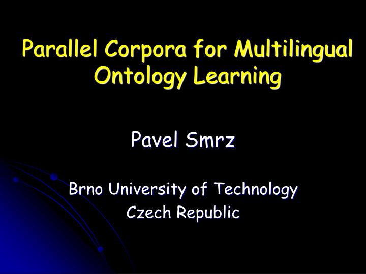 parallel corpora for multilingual ontology learning