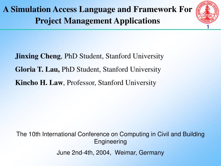 a simulation access language and framework for project management applications