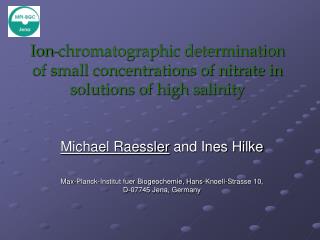 Ion-chromatographic determination of small concentrations of nitrate in solutions of high salinity