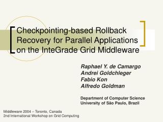 Checkpointing-based Rollback Recovery for Parallel Applications on the InteGrade Grid Middleware