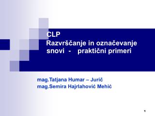 clp razvr anje in ozna evanje snovi prakti ni primeri