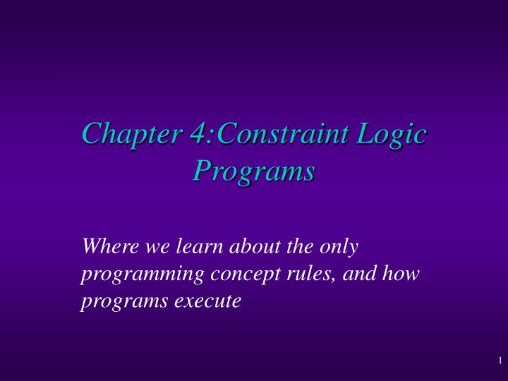 chapter 4 constraint logic programs