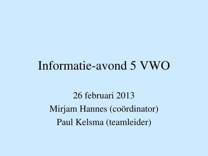 informatie avond 5 vwo