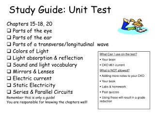 Study Guide: Unit Test