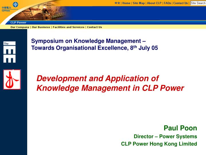development and application of knowledge management in clp power
