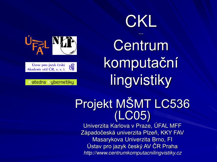 ckl centrum komput a n lingvistiky