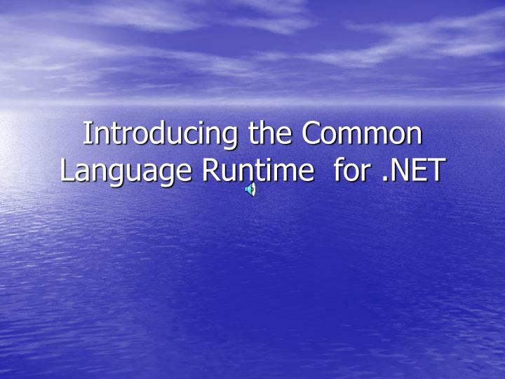 introducing the common language runtime for net