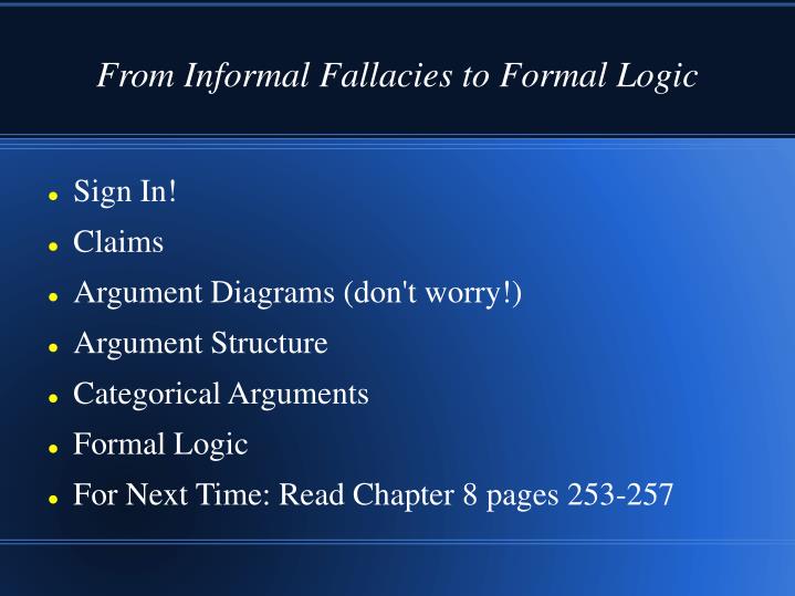 from informal fallacies to formal logic