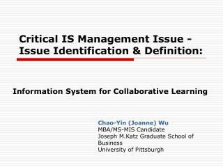 Critical IS Management Issue - Issue Identification &amp; Definition :