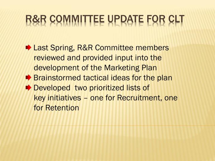 r r committee update for clt