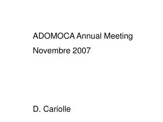 ADOMOCA Annual Meeting Novembre 2007 D. Cariolle