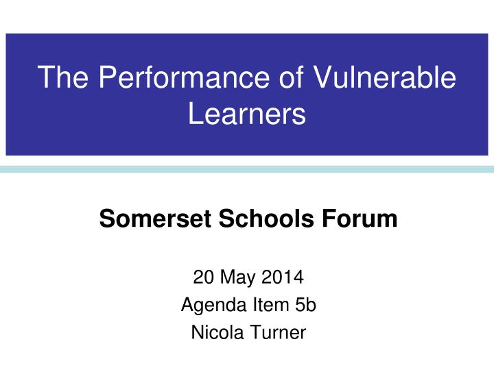 the performance of vulnerable learners