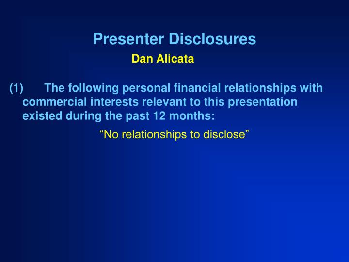 presenter disclosures