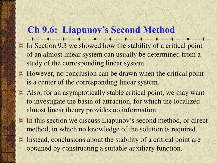 ch 9 6 liapunov s second method