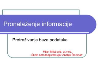 pronala enje informacije