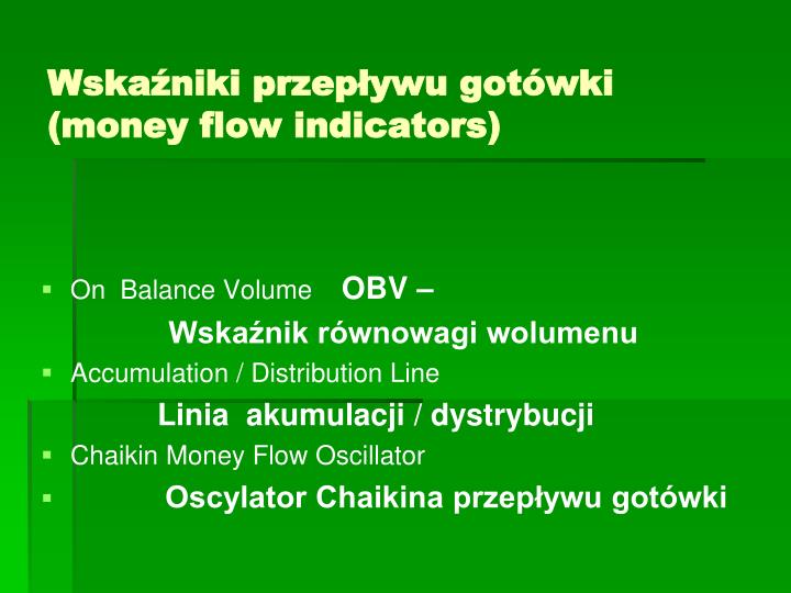 wska niki przep ywu got wki money flow indicators