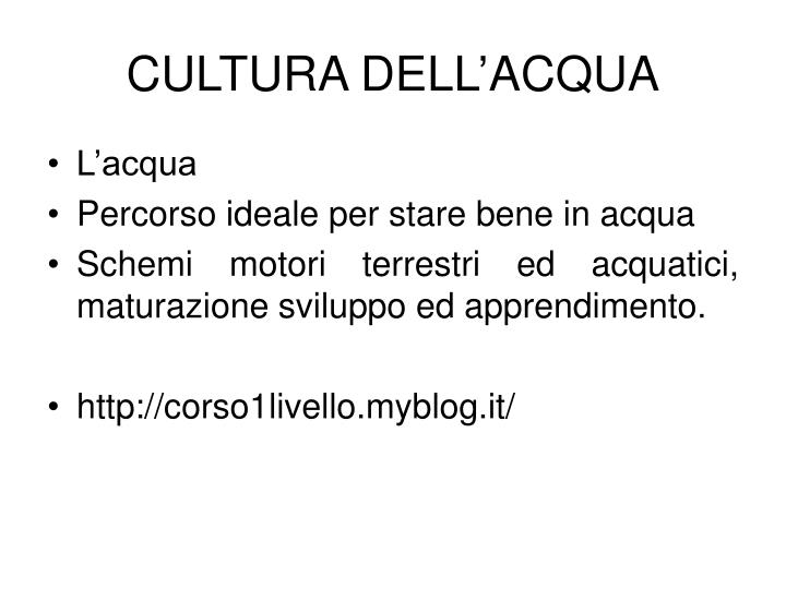 cultura dell acqua