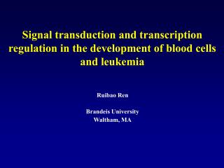 Signal transduction and transcription regulation in the development of blood cells and leukemia