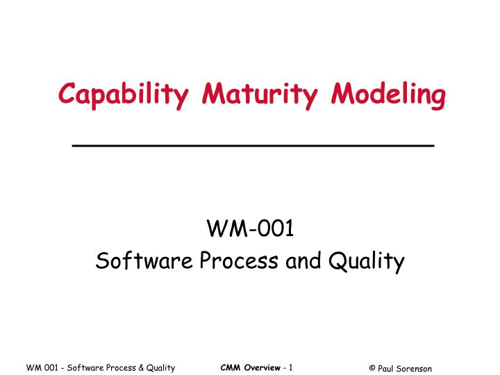 capability maturity modeling