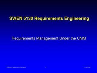 SWEN 5130 Requirements Engineering