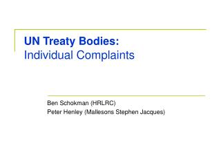 UN Treaty Bodies: Individual Complaints