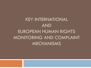 KEY International and European human rights monitoring and complaint mechanisms