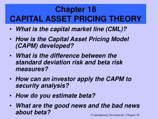 Chapter 18 CAPITAL ASSET PRICING THEORY