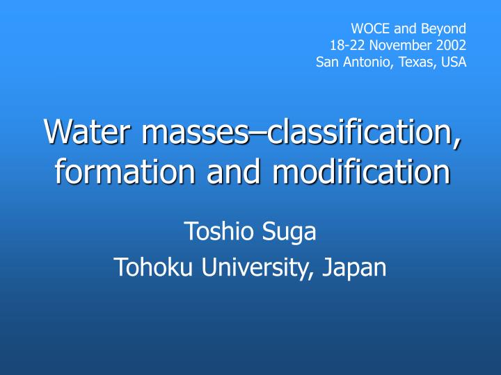 water masses classification formation and modification