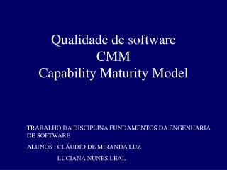 qualidade de software cmm capability maturity model