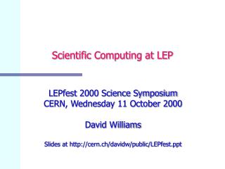 Scientific Computing at LEP
