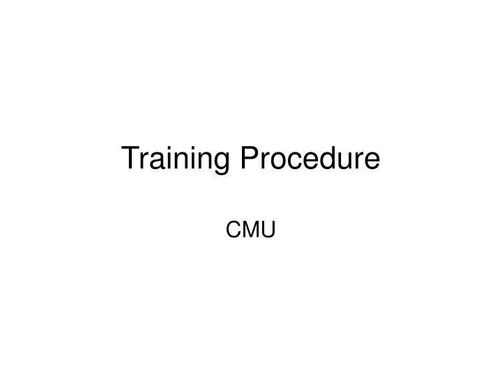 training procedure