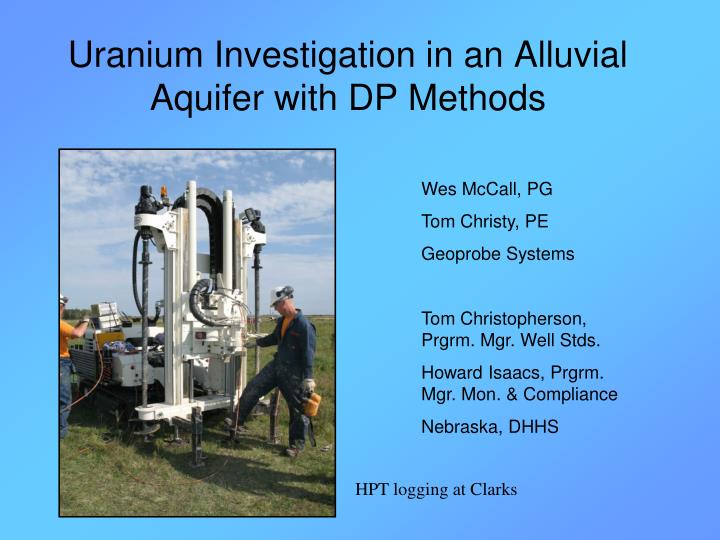 uranium investigation in an alluvial aquifer with dp methods