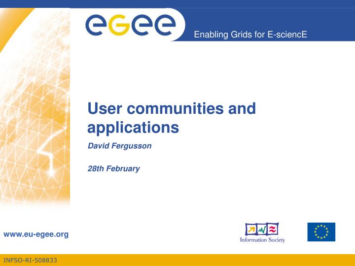 user communities and applications