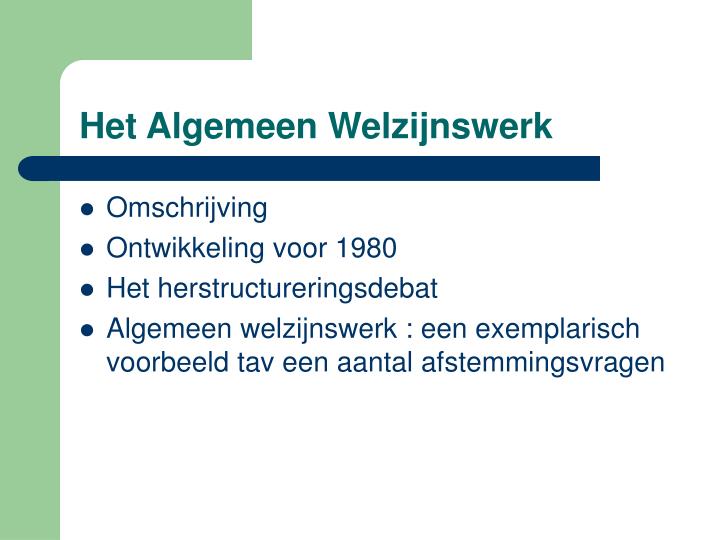 het algemeen welzijnswerk