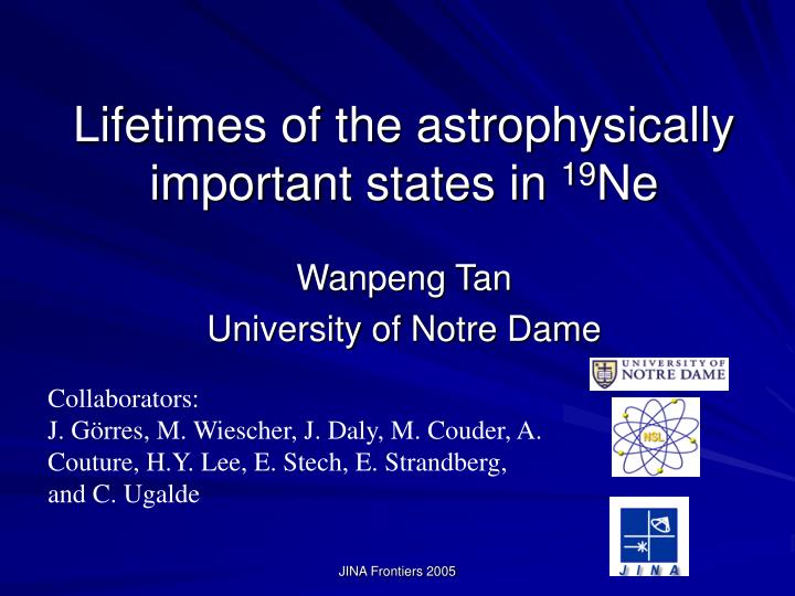 lifetimes of the astrophysically important states in 19 ne