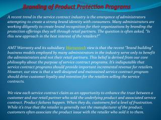Branding of Product Protection Programs