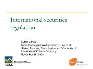 International securities regulation