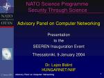 NATO Science Programme Security Through Science - slide 1