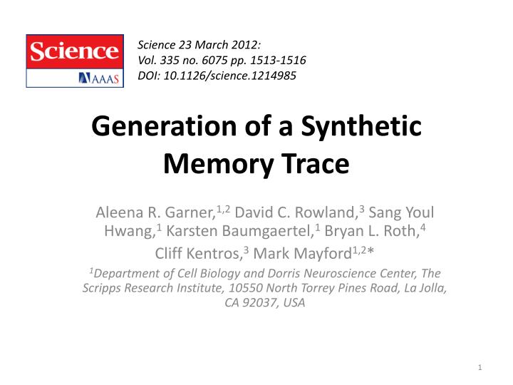 generation of a synthetic memory trace