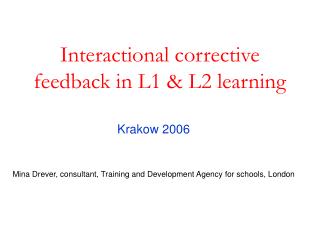 Interactional corrective feedback in L1 &amp; L2 learning
