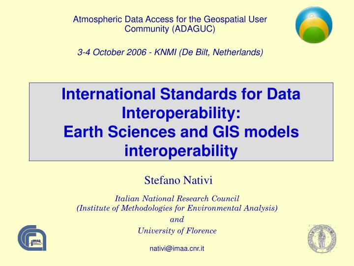 international standards for data interoperability earth sciences and gis models interoperability